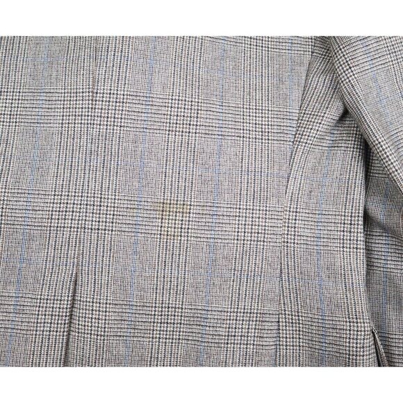 VINTAGE MEN'S BEIGE PLAID 100% WOOL BLAZER JACKET - SIZE 40 - Picture 6 of 8